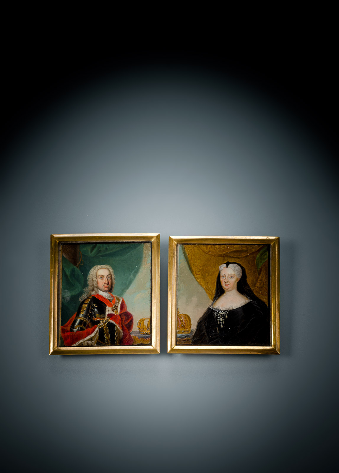 <b>Paar Portrait-Miniaturen - Kaiser Karl VI und Kaiserin Elisabeth</b>