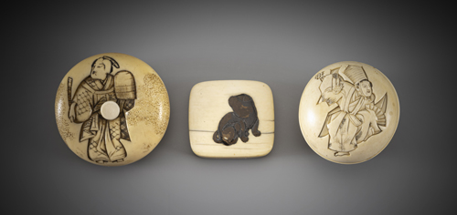 <b>Three ivory manju</b>