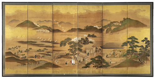 <b>A six-panel folding Screen by Tanshin Kanô (1653-1718)</b>
