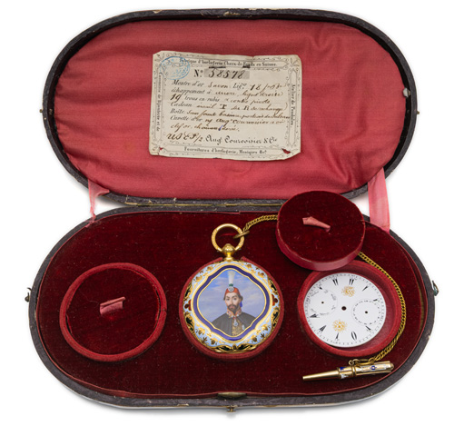 <b>Museale, höfische Gold und Emaille Savonette aus dem Besitz Sultan Abdülmecid I.</b>