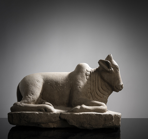 <b>A sandstone figure of Nandi</b>