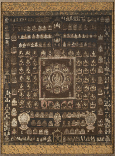 <b>A KAKEMONO IN COLOURS ON SILK DEPICTING THE TAIKOZAI-MANDARA</b>