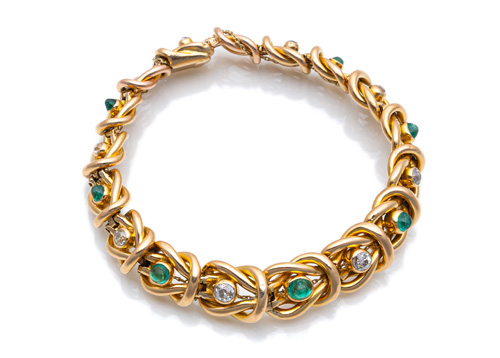 <b>Historisches Armband mit Brillanten & Smaragden</b>