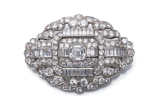 <b>Diamant-Brosche im Art Déco Stil</b>