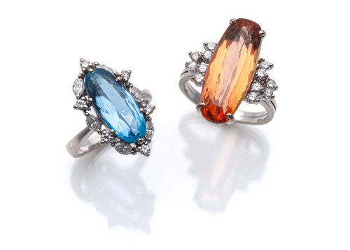 <b>Konvolut Ringe mit Farbedelsteinen & Diamanten</b>