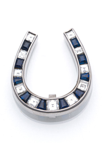 <b>Diamant Saphir Anhänger „Hufeisen“</b>