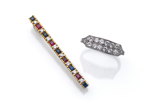 <b>Schmuckkonvolut Stabbrosche &  Brillant Ring</b>