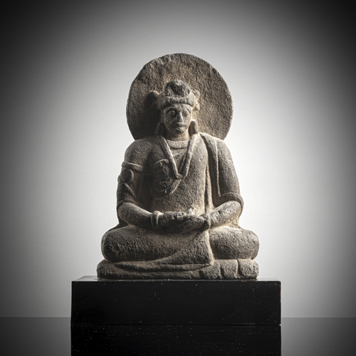 <b>A GREY SCHIST FIGURE OF A BODHISATTVA</b>