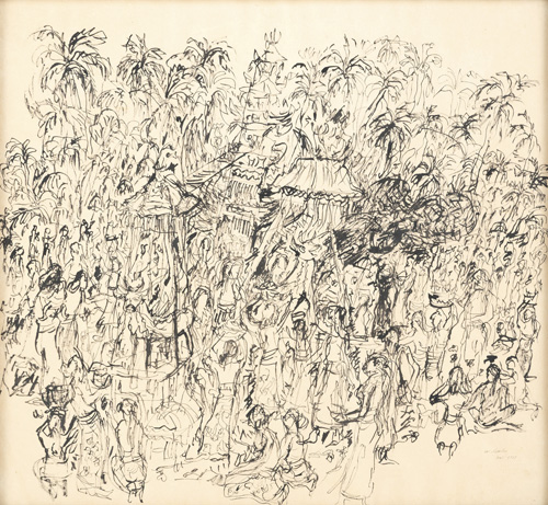 <b>Abstract composition of a village scene</b>