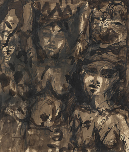 <b>Ink drawing of abstract figures</b>