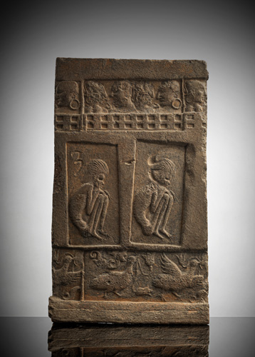 <b>A rare terracotta tile with ascetics</b>