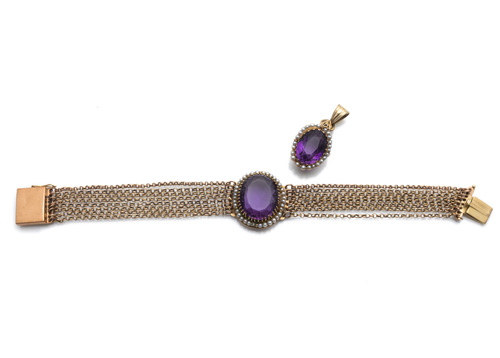 <b>Amethyst-Set Anhänger & Armband</b>