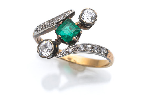 <b>Smaragd Diamant Ring</b>