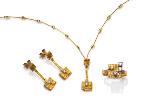 <b>Schmuckset „Lapponia Design Björn Weckström“ Collier, Ohrhänger & Ring</b>