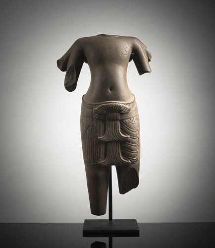 <b>A polished sandstone torso of probably Vishnu</b>