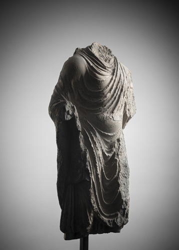 <b>A GREY SCHIST FIGURE OF BUDDHA SHAKYAMUNI</b>