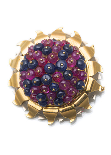 <b>Farbedelstein Brosche</b>