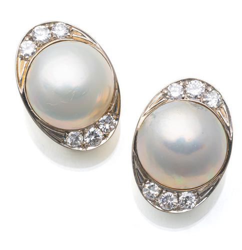 <b>Brillant Ohrclips mit Mabeperle</b>