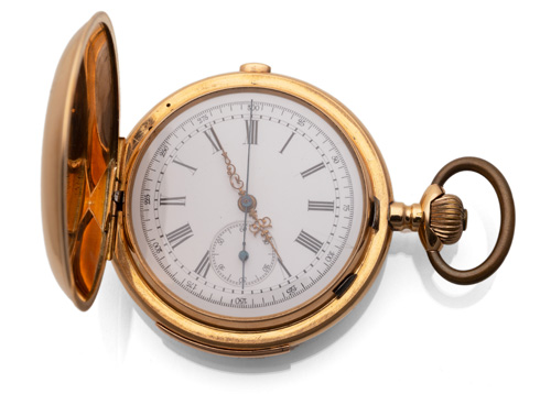 <b>Feine Herren-Savonette mit Minutenrepetition und Stopper</b>