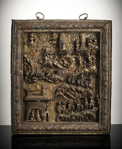 <b>A RARE COPPER NEWARI EMBOSSED SHRINE</b>