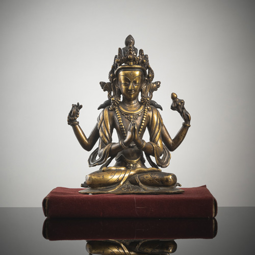 <b>A BRONZE FIGURE OF SADAKSHARILOKESHVARA</b>