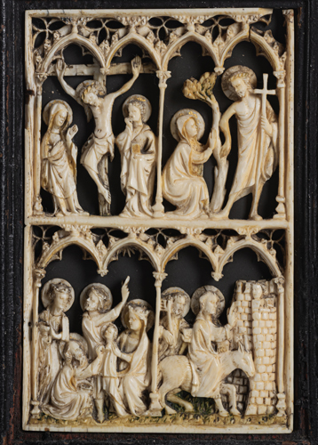 <b>Elfenbein-Relief-Täfelchen aus einem Diptychon mit Szenen aus dem Leben Christi</b>