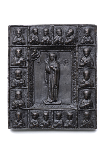 <b>Byzantinische Bronze-Plakette mit Darstellung der Heiligen Jungfrau Hagiosoritissa</b>