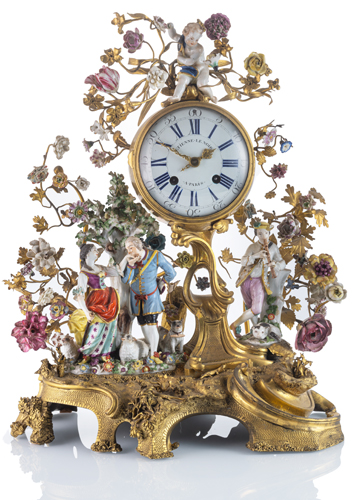 <b>Feine Louis XV Prunkpendule mit Meissener Porzellanfiguren</b>