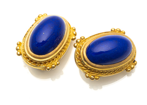 <b>Paar Ohrclips mit Lapis Lazuli</b>