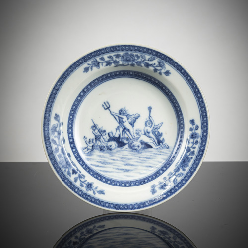 <b>A rare export plate with decoration of Neptune and the Neireds</b>