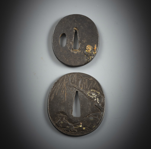 <b>Two oval iron tsuba</b>