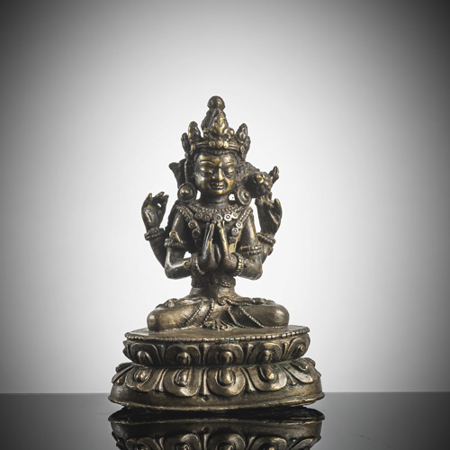 <b>A BRONZE FIGURE OF SADAKSHARILOKESHVARA</b>