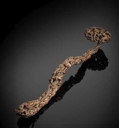 <b>A very fine sceptre 'ruyi' made of light wood with relief decoration of flowers and branches</b>