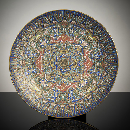 <b>A plate with Champlevé decoration and monogram, according to tradition that of Ludwig II, Bavaria</b>