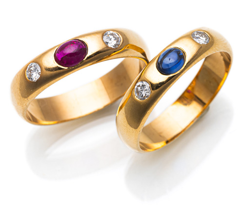 <b>TWO DIAMOND COLOURED GEMSTONE RINGS</b> <b>TWO DIAMOND COLOURED GEMSTONE RINGS</b>