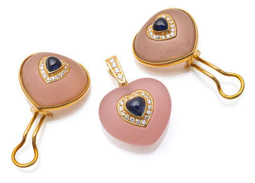 <b>COLOURED GEMSTONE CLIP PENDANT & EAR CLIPS