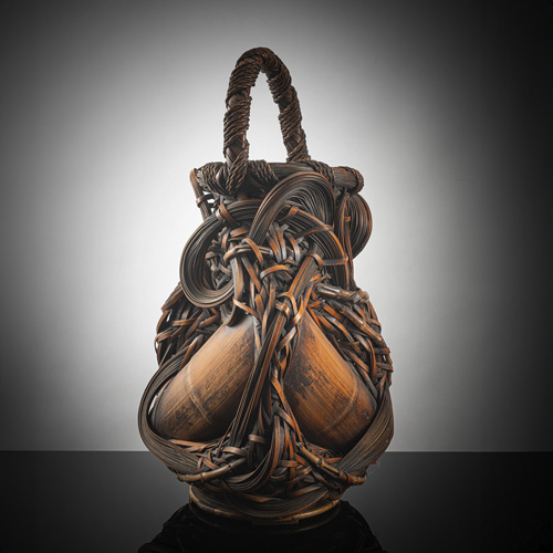 <b>A large bamboo ikebana basket</b>