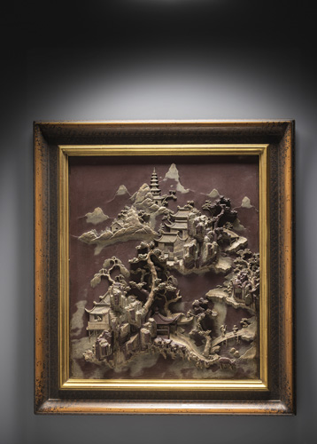 <b>A large duan stone relief landscape in a European frame</b>
