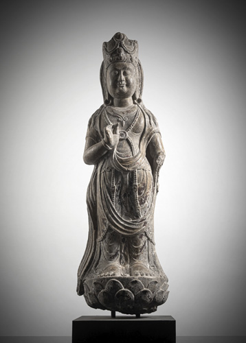 <b>A LIMESTONE FIGURE OF A BODHISATTVA</b>