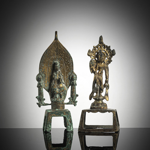 <b>TWO GILT-BRONZE FIGURES</b>