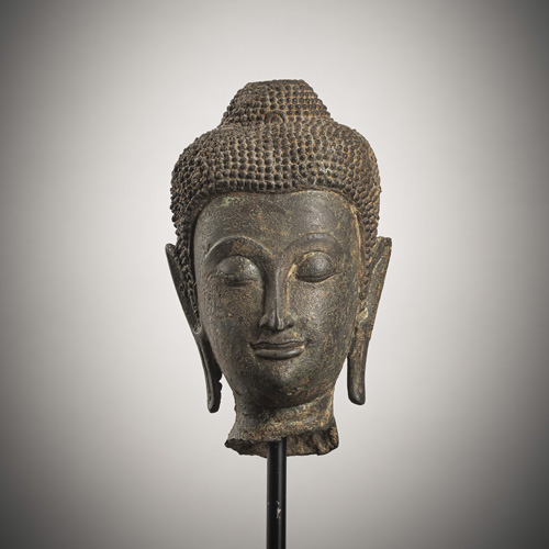 <b>A bronze Buddha head</b>