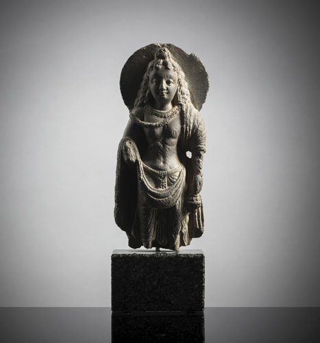 <b>A well carved schist  figure of a Bodhisattva</b>