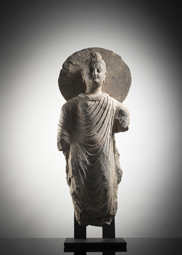 <b>A GREY SCHIST FIGURE OF BUDDHA SHAKYAMUNI</b>