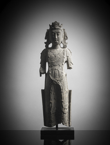 <b>A LIMESTONE FIGURE OF A BODHISATTVA</b>