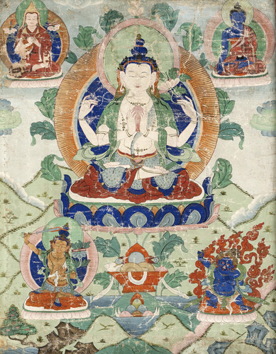 <b>A THANGKA DEPICTING SADAKSHARILOKESHVARA</b>
