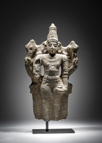 <b>A GRANITE FIGURE OF VISHNU</b>
