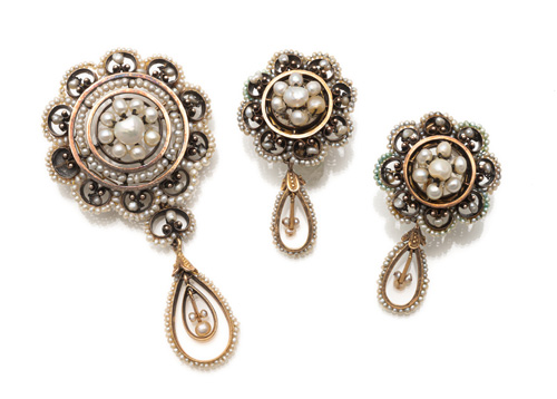 <b>Perlen Demi Parure im Neobarocken Stil</b>