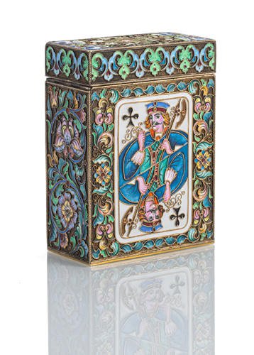 <b>Spielkarten-Etui mit Emailledekor</b>