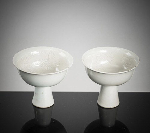 <b>A pair of Shufu-style porcelain stemcups</b>