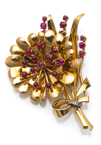 <b>Rubin Blütenbrosche</b>